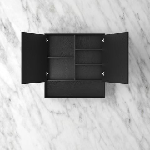 Byron 750x800 Black Oak Shaving Cabinet — detail 2