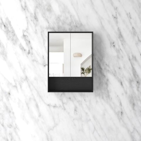 Byron 600x800 Black Oak Shaving Cabinet