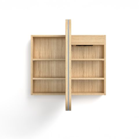 LED Newport 900(W)x750(H) Woodland Oak Shaving Cabinet - Premium Edition — detail 3