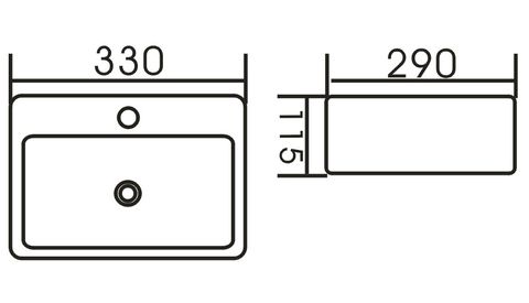 Cubo Wall Hung Square 330x290x115 Basin — detail 2