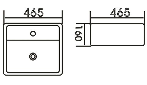 CUBO Wall Hung Square 465x465x160 Basin — detail 2