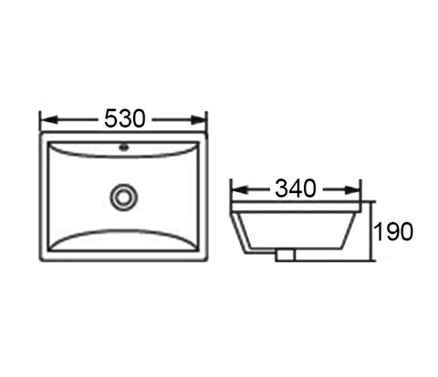 Undermount Square 530x340x190 Basin — detail 3