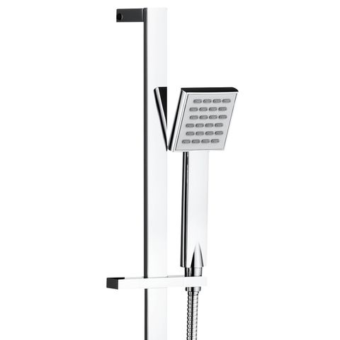 Taran Chrome Shower Rail with Square Handheld Shower Piece — detail 2