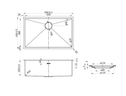 Axon Sink 69S 690x440x220 — detail 2