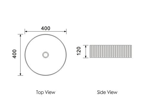 Marlo Round 400x400x125 Matte Black Fluted Basin — detail 2