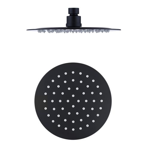 Pavia Twin Shower On Rail 250mm Shower Head Round Matte Black — detail 3