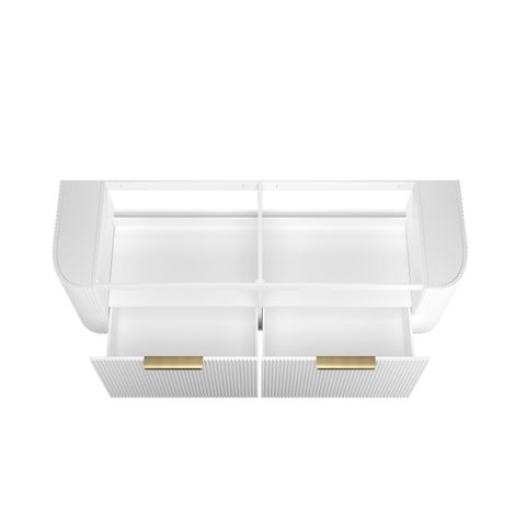 Bondi 1500mm Satin White Fluted Wall Hung Curve Cabinet — detail 3