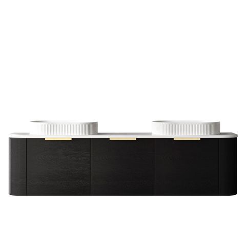 Bondi 1800mm Black Oak Wall Hung Curve Cabinet — detail 3