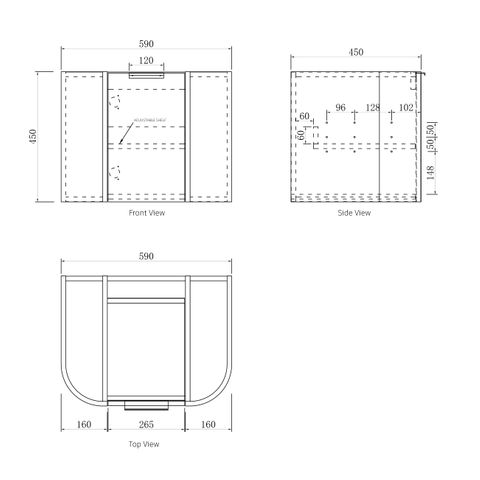 Bondi 600mm Natural Oak Wall Hung Curve Cabinet Only — detail 4