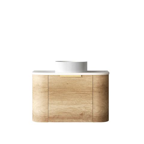 Bondi 750mm Natural Oak Wall Hung Curve Cabinet Only — detail 3