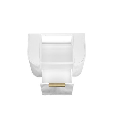 Bondi 750mm Satin White Fluted Wall Hung Curve Cabinet Only — detail 7