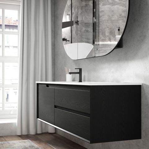 Byron 1200mm Black Oak Wall Hung Cabinet Only — detail 2