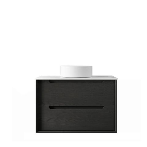 Byron 750mm Black Oak Wall Hung Cabinet Only — detail 3