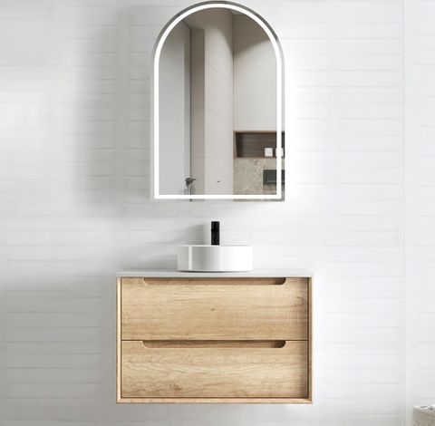 Byron 750mm Natural Oak Wall Hung Cabinet Only — detail 4