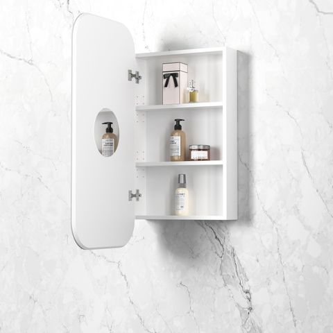 Newport 900x450 White Shaving Cabinet — detail 2