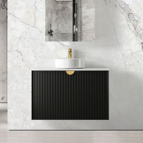 Marlo 900mm Matte Black Wall Hung Cabinet Only