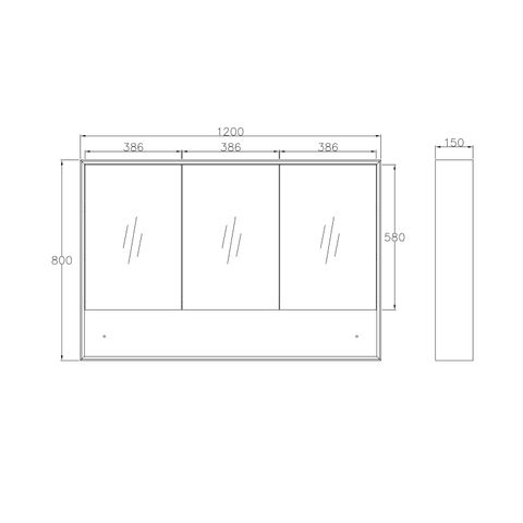Marlo 1200x800 Matte Black Shaving Cabinet — detail 3