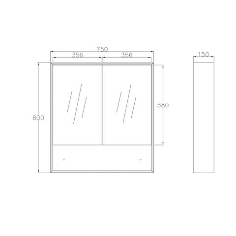 Marlo 750x800 Matte Black Shaving Cabinet — detail 3