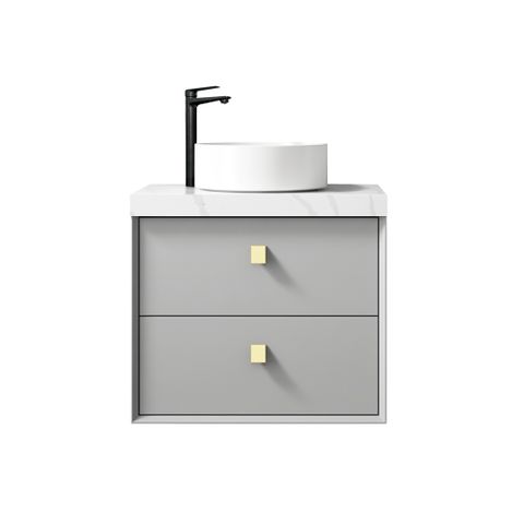 Boston 600mm Light Grey Wall Hung Vanity with Ceramic Top — detail 4