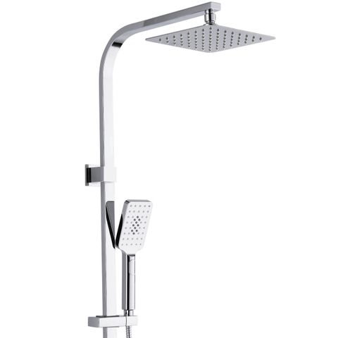 Taran 200mm Chrome Twin Shower On Rail Bottom Inlet Square — detail 2