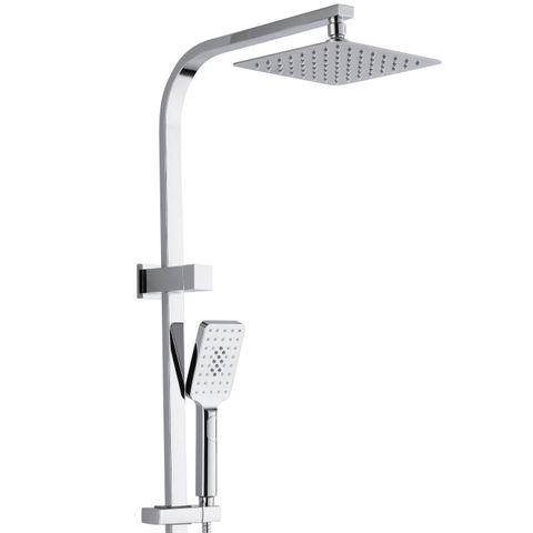 Taran 250mm Chrome Twin Shower On Rail Top Inlet Square — detail 2