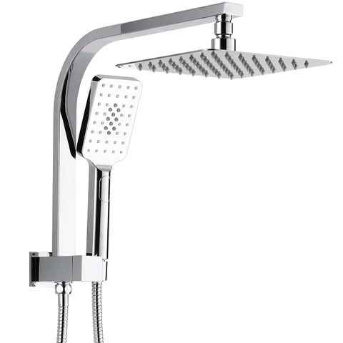 Taran 200mm Chrome Twin Shower Half Rail Top Inlet Square — detail 2
