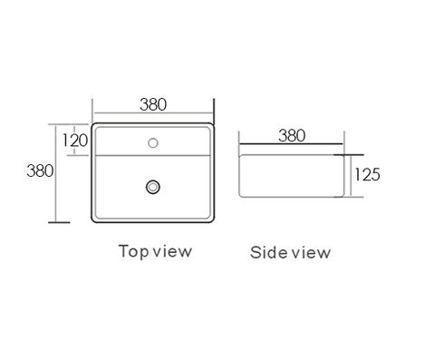 OSKAR Wall Hung Square 380x380x120 Basin — detail 3