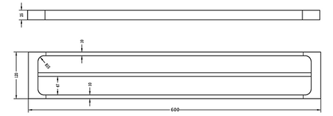 Taran 600mm Chrome Double Towel Rail — detail 2