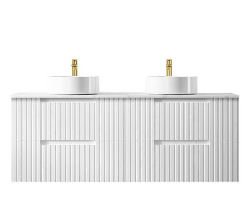 Noosa 1500mm Satin White Wall Hung Vanity with Mont Blanc Top 12TH — detail 5