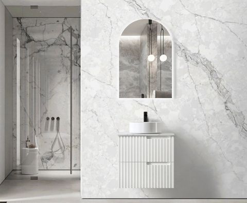 Noosa 600mm Satin White Wall Hung Vanity with Mont Blanc Top 12TH — detail 6