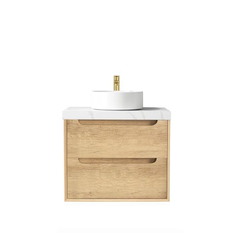Byron 600mm Natural Oak Wall Hung Vanity with Mont Blanc 60mm Top 12TH — detail 2
