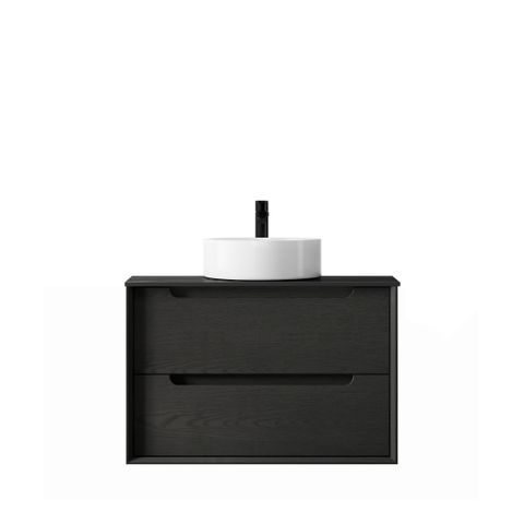 Byron 750mm Black Oak Wall Hung Vanity with Empire Black Top 12TH