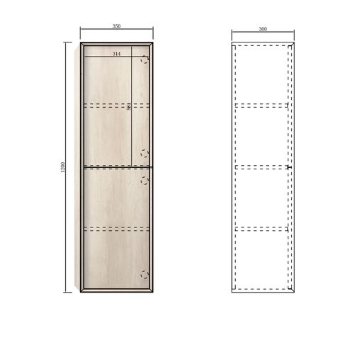 Byron Tall Boy 350x300x1200 Natural Oak — detail 2