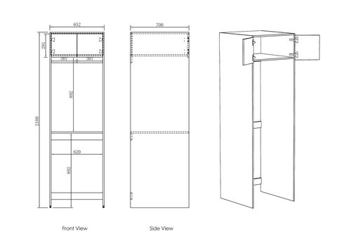 Hampshire Laundry 2100 White Tall Washing Machine Cabinet — detail 3