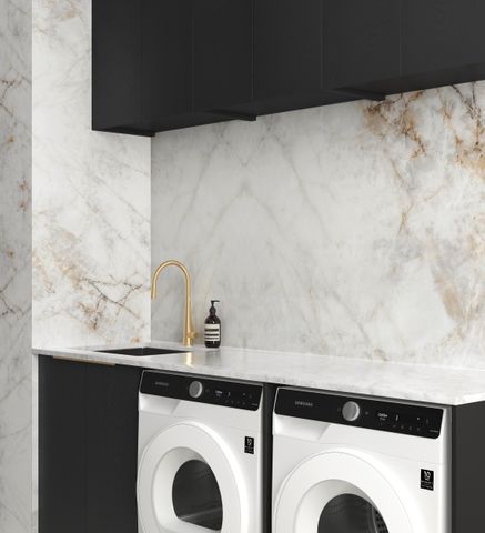 Laundry Kit 1960A Byron/Bondi Black Oak with Natural Carrara Marble Top — detail 2