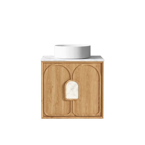 Laguna 600mm Natural American Oak Wall Hung Cabinet Only — detail 5