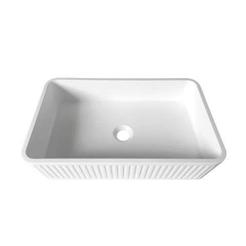 Hudson Square 520x320x120 Concrete Fluted White Basin — detail 2
