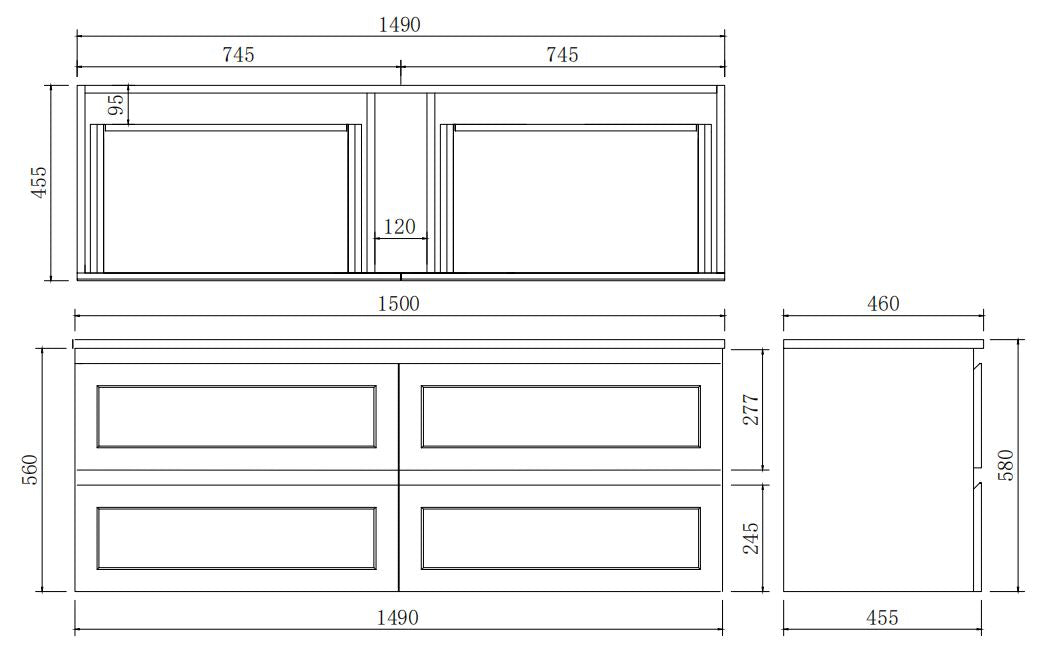 Fremantle Wall-Hung PVC Vanity FM1500WH — detail 4