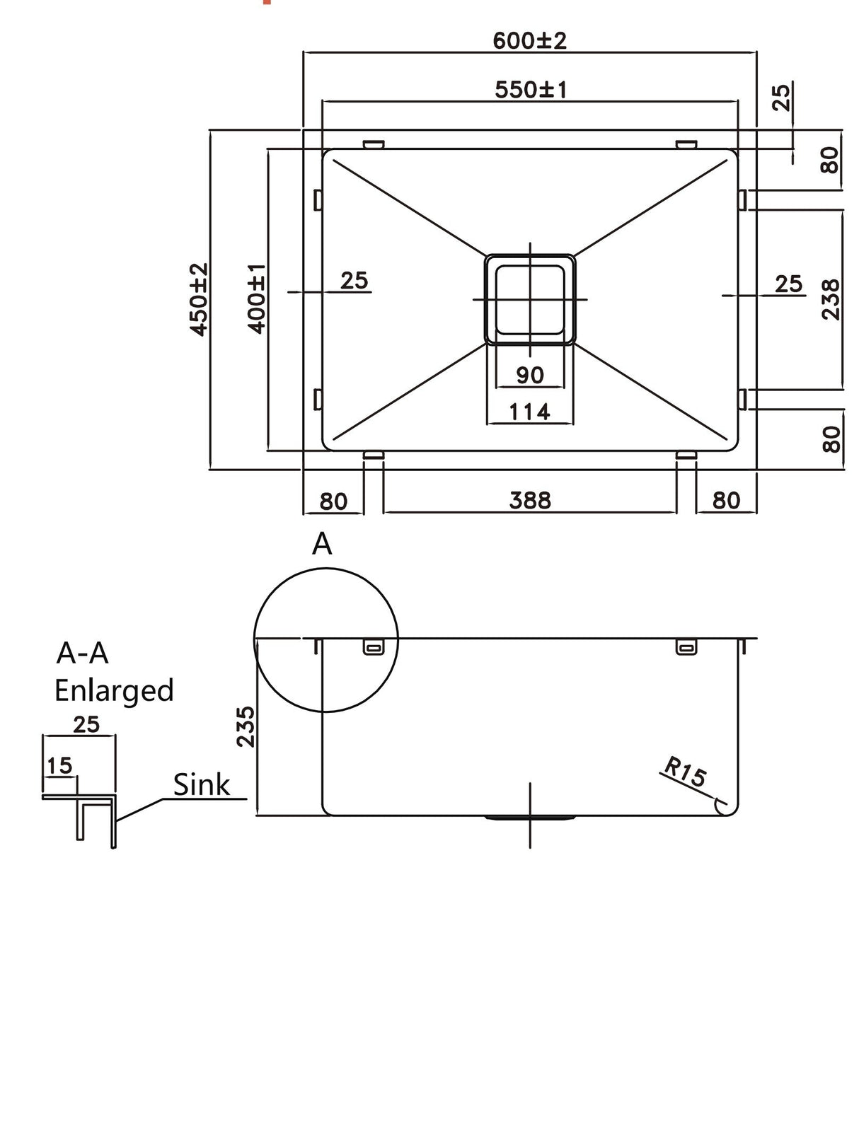 304 Stainless Steel Sink(SLSS-600S)600×450×235mm — detail 2