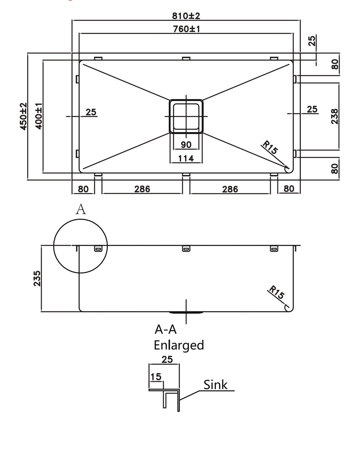 304 Stainless Steel Sink(SLSS-810S)810×450×235mm — detail 3