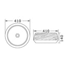 Zen Mono Matt black and white above counter basin  No Overflow Dimension: 410x410x140mm