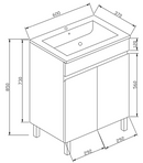 Slimline Vanity Ceramic Top 1TH w/Legs1 P63L vanity cabinet.1 CT63 ceramic top