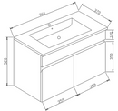 Slimline 750 Vanity Ceramic Top 1THP73W 750*370 wall hung cabinetCT73