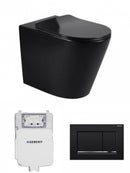 Matte Black Alzano Wall Face Pan, Geberit Inwall Citern and Push Plate