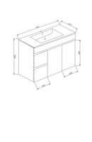 PVC 900*460*520 White Wall Hung Vanity Left Hand Drawer With Slimline Ceramic Top 1TH