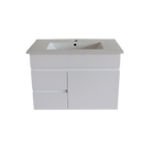 PVC 750*460*520 White Wall Hung Vanity Left Hand Drawer With Slimline Ceramic Top 1TH