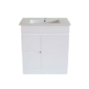 PVC750x460x850mm White Left Hand drawer Vanity With Leg Slimline Ceramic Top