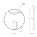 BONDI Round Frameless Led Mirror 800mm Touch senor Switch 5mm copper free mirror Anit-Fog