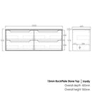 Byron 1500x460x550 wall hung Natural Oak Plywood Cabinet for Double bowls basin