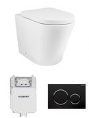 Alzano Wall Face Matte White Rimless Pan with Geberit Cistern and Push Plate